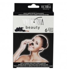 Victoria Beauty Дълбоко почистващи ленти за нос с активен въглен 6 бр.