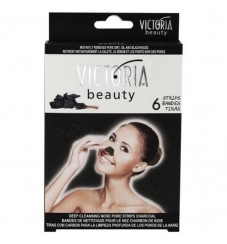 Victoria Beauty Дълбоко почистващи ленти за нос с активен въглен 6 бр.