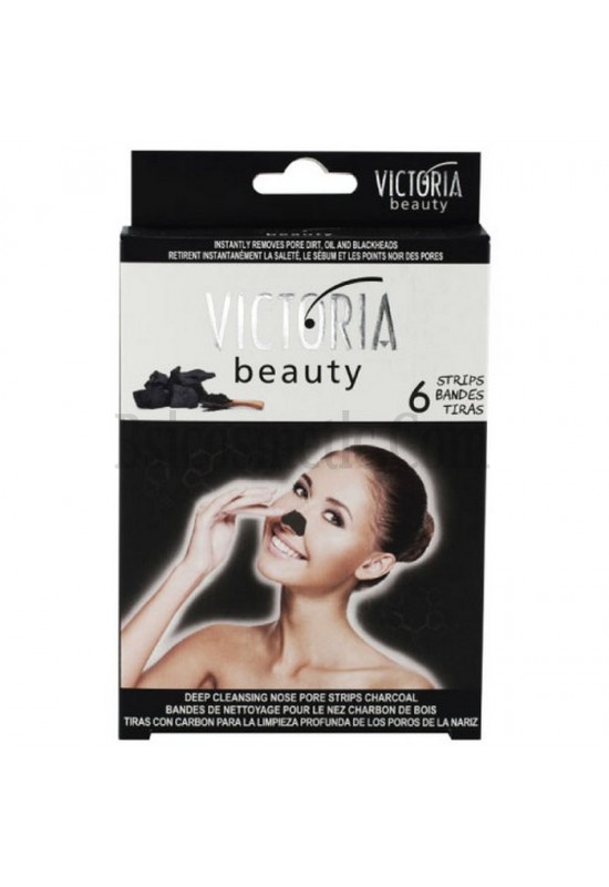 Victoria beauty Дълбоко почистващи ленти за нос с активен въглен 6 бр