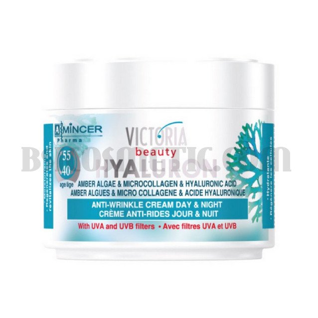 Victoria Beauty HYALURON Дневен и нощен изглаждащ крем против бръчки, полумазен 40-55г Victoria Beauty HYALURON Дневен и нощен изглаждащ крем против бръчки, полумазен 40-55г