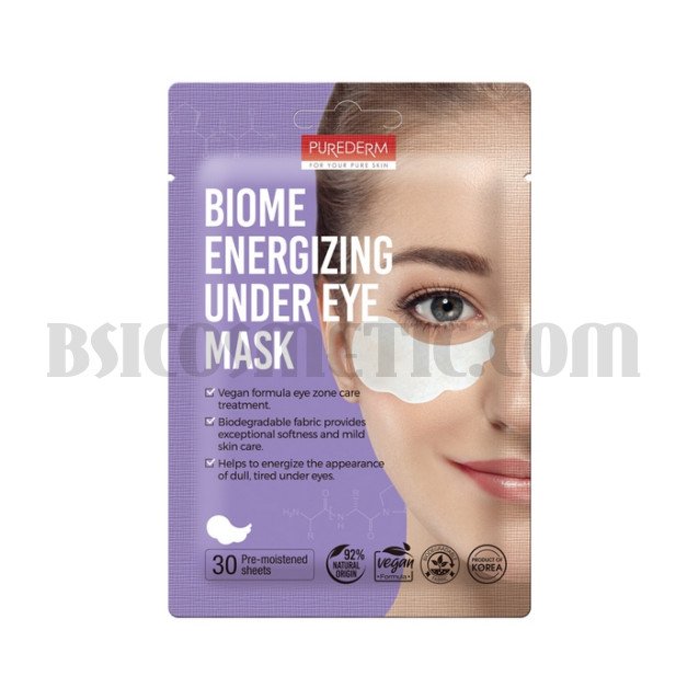 Purederm Енергизираща маска за околоочен контур с грижа за микробиома на кожата, 30 броя.