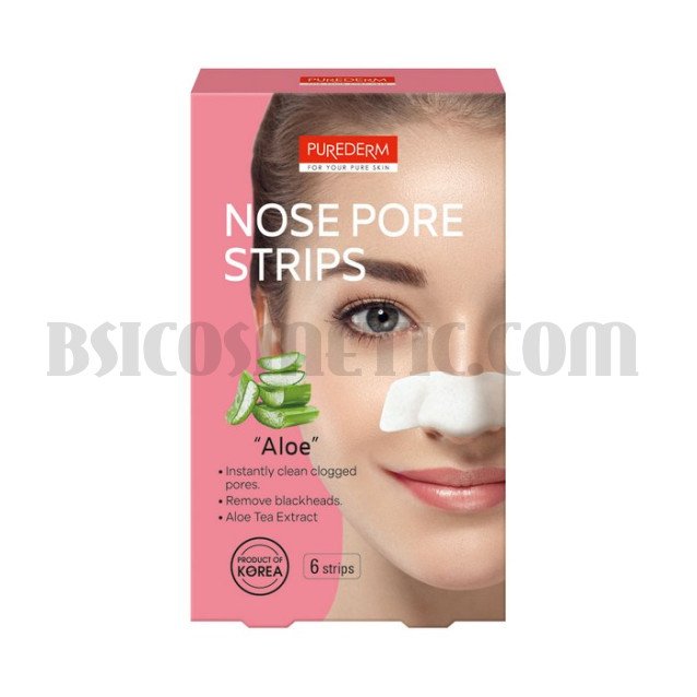 Purederm Лепенки за почистване на нос Алое 6 бр.