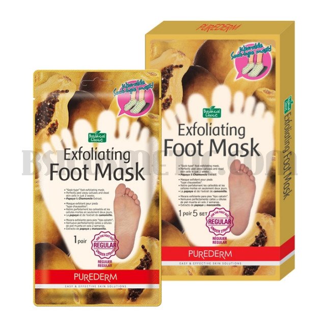 Purederm Ексфолираща маска за крака с папая и лайка  Large - 1 бр.
