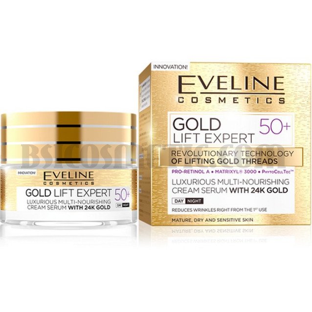 Eveline Gold Lift Expert 50+  ПОДХРАНВАЩ ДНЕВЕН/НОЩЕН КРЕМ-СЕРУМ Eveline Gold Lift Expert 50+  ПОДХРАНВАЩ ДНЕВЕН/НОЩЕН КРЕМ-СЕРУМ