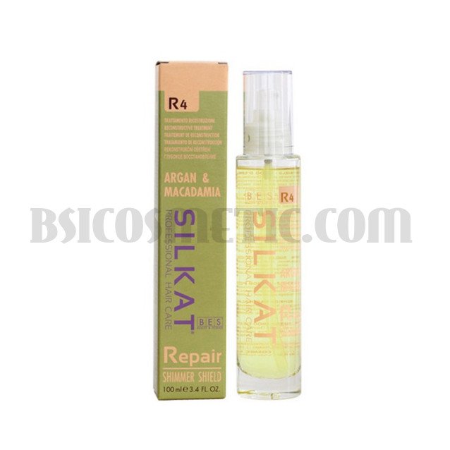 Подхранващо олио за увредена коса с кератин и макадамия BES Silkat Repair R4 Shimmer Shield
