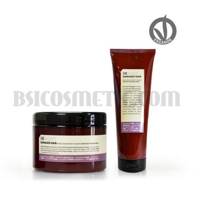 Маска за силно увредена коса с оризови протеини, арган и масло от маслини INSIGHT Damaged Hair Mask