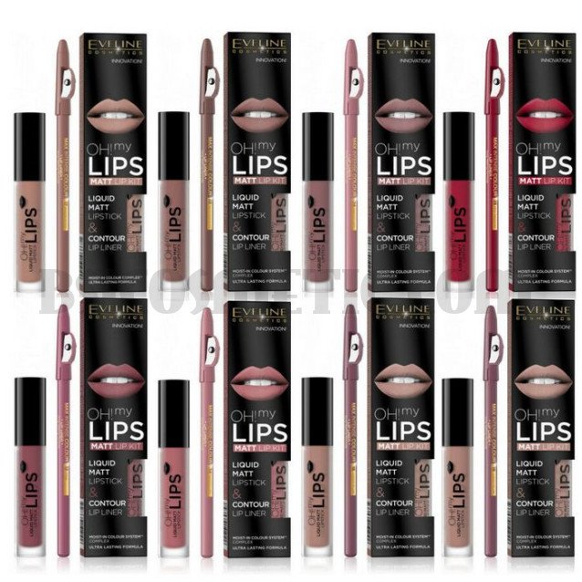 Течно матово червило и молив за устни Eveline OH! My Lips Matt Lip Kit