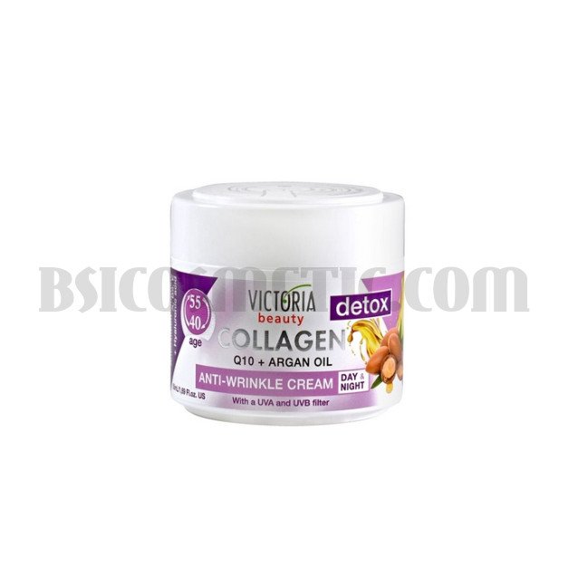 Victoria Beauty DETOX COLLAGEN Дневен и нощен крем за лице против бръчки с Q10 и масло от арган 40-55г