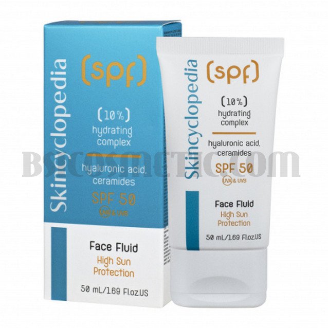 Skincyclopedia SPF 50 слънцезащитен флуид за лице с 10% хидратиращ комплекс с хиалуронова киселина, серамиди, полиглутаминова киселина Skincyclopedia SPF 50 слънцезащитен флуид за лице с 10% хидратиращ комплекс с хиалуронова киселина, серамиди, полиглутаминова киселина