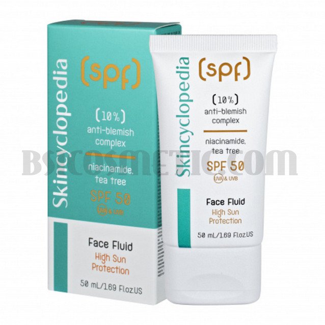 Skincyclopedia SPF 50 слънцезащитен флуид за лице с 10% комплекс против несъвършенства с ниацинамид, чаено дърво и матиращ комплекс Skincyclopedia SPF 50 слънцезащитен флуид за лице с 10% комплекс против несъвършенства с ниацинамид, чаено дърво и матиращ комплекс