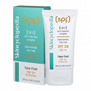 Skincyclopedia SPF 50 слънцезащитен флуид за лице с 10% комплекс против несъвършенства с ниацинамид, чаено дърво и матиращ комплекс Skincyclopedia SPF 50 слънцезащитен флуид за лице с 10% комплекс против несъвършенства с ниацинамид, чаено дърво и матиращ комплекс