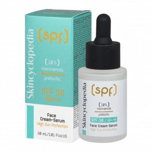 Skincyclopedia SPF 30 слънцезащитен крем-серум за лице против несъвършенства с 10% ниацинамид, пребиотик и матиращ комплекс Skincyclopedia SPF 30 слънцезащитен крем-серум за лице против несъвършенства с 10% ниацинамид, пребиотик и матиращ комплекс