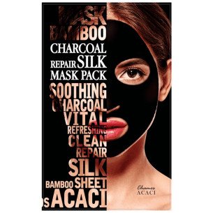 Почистваща маска с бамбуков въглен и пептиди Chamos Acaci Charcoal Repair Silk Mask Почистваща маска с бамбуков въглен и пептиди Chamos Acaci Charcoal Repair Silk Mask