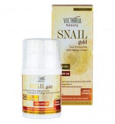 Victoria Beauty Snail Gold Слънцезащитен крем за лице с охлювен екстракт и арганово масло