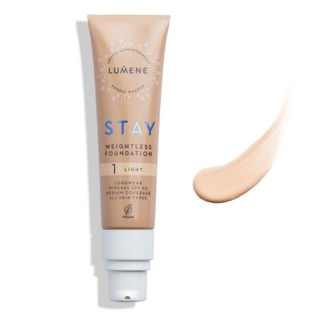 Веган Дълготраен Фондьотен с минерален SPF 30 Lumene Stay Weightless Foundation