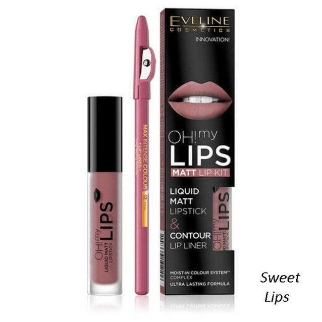 Течно матово червило и молив за устни Eveline OH! My Lips Matt Lip Kit Течно матово червило и молив за устни Eveline OH! My Lips Matt Lip Kit